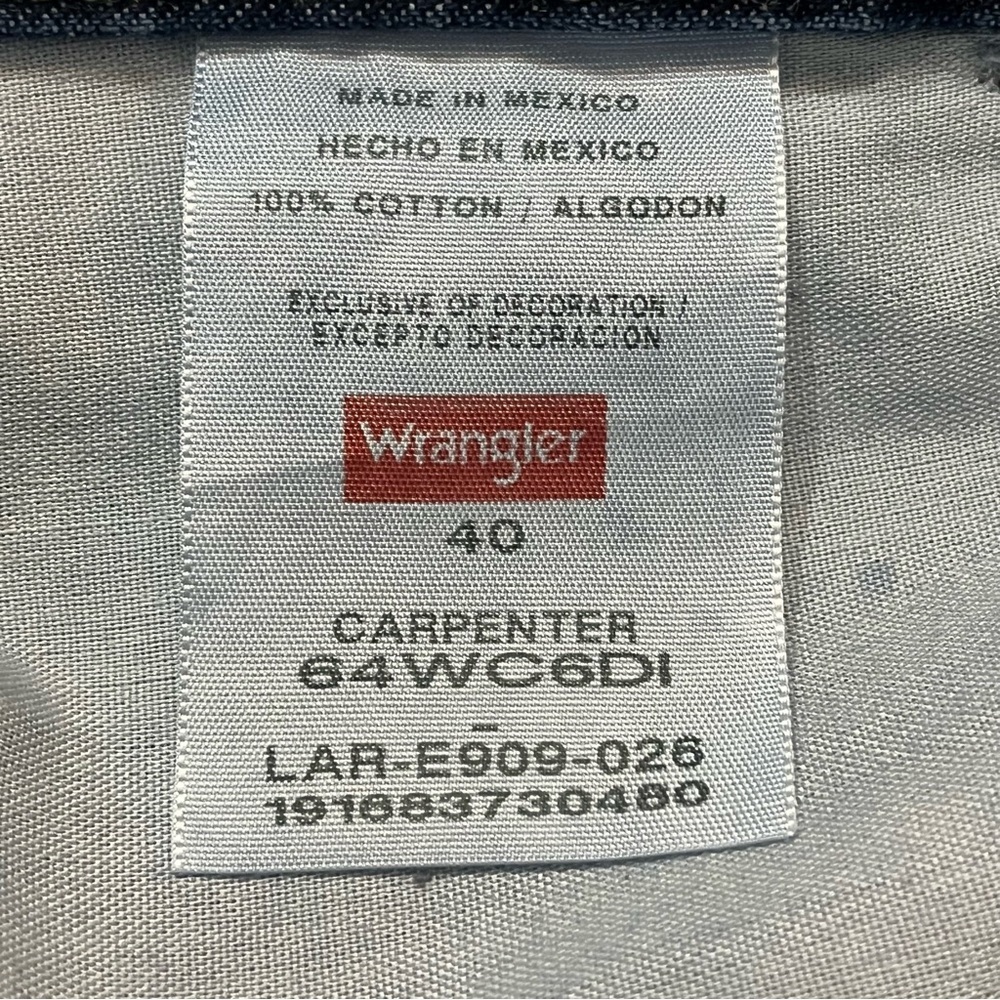 Wrangler Carpenter Cargo Jean Shorts Jorts Men's Size 40 Blue Dark Wash Cotton - Picture 4 of 4